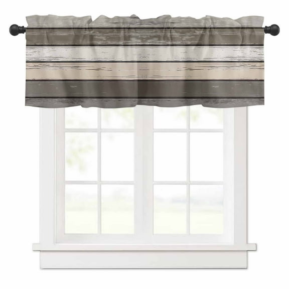 Retro Dark Grey Stripe Valances for Windows Peeling Paint Effect Texture Rod Pocket Curtain Valance Window Treatment Short Curtains for Kitchen Living Room, 54"x18"
