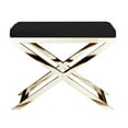 thumbnail image 2 of Benjara Sovi 20 Inch Ottoman Stool, Black Faux Leather, Stainless Steel Frame, Gold, 2 of 5