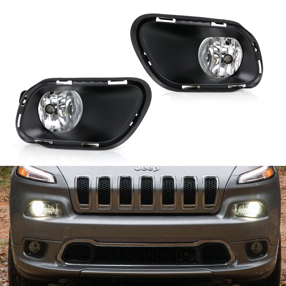 iJDMTOY Complete Clear Lens Fog Lights Housings w/ Foglamp Bezel Covers, Wiring Harness Switch