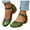 Green, variant on Womens Chunky Mid Heels Mary Janes Dress Shoes Boho Retro Leather Hollow out Ankle Strap Casual Roman Sandals