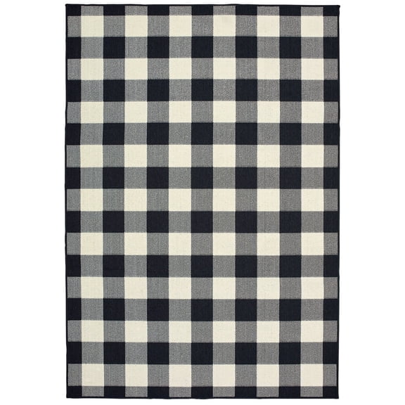 Oriental Weavers Marina Area Rug 1932K Outdoor Black Plaid Country 2' 5" x 4' 5" Rectangle
