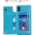 thumbnail image 3 of for iPhone Xs Max Wallet Case with RFID Blocking Card Holder,Premium PU Leather Magnetic Buttons Stand Flip Wrist Strap Shockproof Case for iPhone Xs Max 6.5 Inch,Heart Blue, 3 of 16