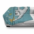 thumbnail image 3 of Sloth Soft Flannel Fleece Throw Blanket, Sketchy Sloth with Butterflies Ornate Branch Nature Inspired Art Design, Cozy Plush for Indoor and Outdoor Use, 70" x 90", Teal Pale Grey Orange, by Ambesonne, 3 of 6