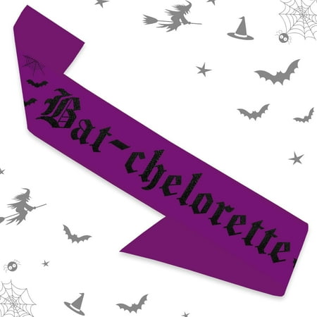 Black Purple Halloween Bat-Chelorette Sash Bachelorette Party Decorations Bridal Shower Black Glitter Sash Bride to Be Party Decorations for Halloween Bridal Shower Engagement Hen Party Favor