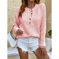 thumbnail image 5 of Fesfesfes Women Sweaters Casual V-Neck Buttons Solid Color Long Sleeve Tops Blouse, 5 of 6