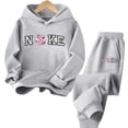 thumbnail image 5 of Conjunto de sudadera con capucha de punto para niños y niñas, sudaderas casuales de manga larga, tops, mono informal para niños de 2 a 13 años, 5 of 5