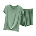 thumbnail image 2 of SwiftWear Women’s Cozy Modal Loungewear Pajamas Set – Loose Ruffled Short Sleeve Top & High Waisted Shorts Soft Breathable Sleepwear for Women, 2 of 4