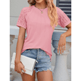 thumbnail image 3 of PPYOUNG Women Tops Lace Trim Lightweight Short Sleeve Shirts Summer Casual Blouses Fashion Pleated Tunics, 3 of 5