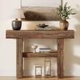 thumbnail image 3 of Finmind  Farmhouse 2-Tier Console Table,  41.34-Inch Narrow Sofa Table with Storage Shelves for Living Room, Rustic Brown, 3 of 9