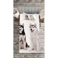 thumbnail image 3 of Ambesonne Alaskan Malamute Quilted Bedspread Set 2 Pcs, Furry Doggies, Twin Size, Black Cream White, 3 of 3