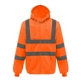 thumbnail image 1 of High Visibility workwear safety full zip hoodie reflective sweatshirt (Orange,S), 1 of 6