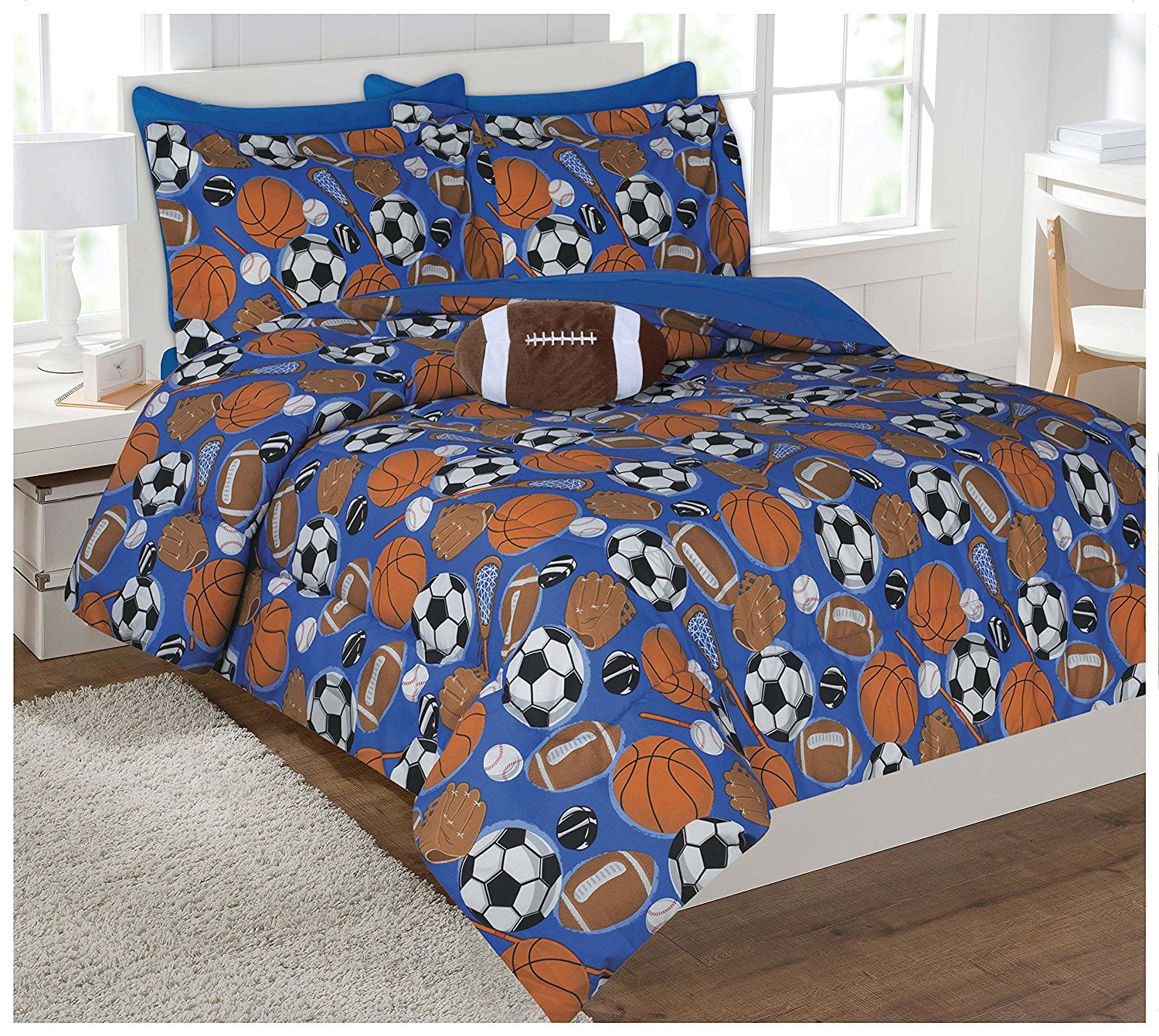 Fancy Linen 8pc Full Comforter Set Sport Football Basketball Baseball Soccer New 
