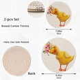 thumbnail image 2 of 2 Pcs Cute Yellow Little Duck with Floral Wreath Round Cotton Woven Pot Holders Trivets Set, Heat Resistant Pad Mat for Kitchen Decor Cup Kettle Cooking Supplies(7 and 9 inch), 2 of 5