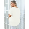 thumbnail image 7 of SHOWMALL Women Plus Size T Shirts Short Sleeve Tunic Side Slit Tops Summer V-Neck Blouse White 2X, 7 of 7