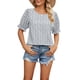 thumbnail image 1 of Top de manga corta con cuello redondo y estampado floral para mujer, 1 of 8