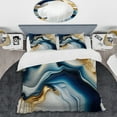 thumbnail image 2 of Designart "Golden and Azure Geode Marble II" Abstract Marble Bedding Covert Set - Modern Blue Abstract Bed Set With 2 Shams, 2 of 6