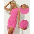 thumbnail image 2 of DARING DIVA Ruched Bodycon Ribbed Knit Tank Dress XS Hot Pink, 2 of 6