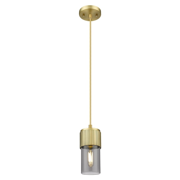 428-1P-BB-G428-7SM Innovations Lighting Bolivar - 1 Light Cord Hung Pendant-4.75 Inch Wide and 7 Inch Tall-Brushed Brass Finish-Light Smoke Glass