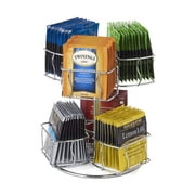 Chrome Finish Tea Bag Caddy Storage and Organizer Rotating Spinning Carousel Organize 60 Tea Bags 6 Compartments 10 Tea Bags in Each.