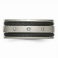 thumbnail image 4 of Titanium Black IP-plated Cable and Diamonds 10mm Men's Matte Brushed Finish Wedding Band Ring Size 8 (.05 cttw.), 4 of 8