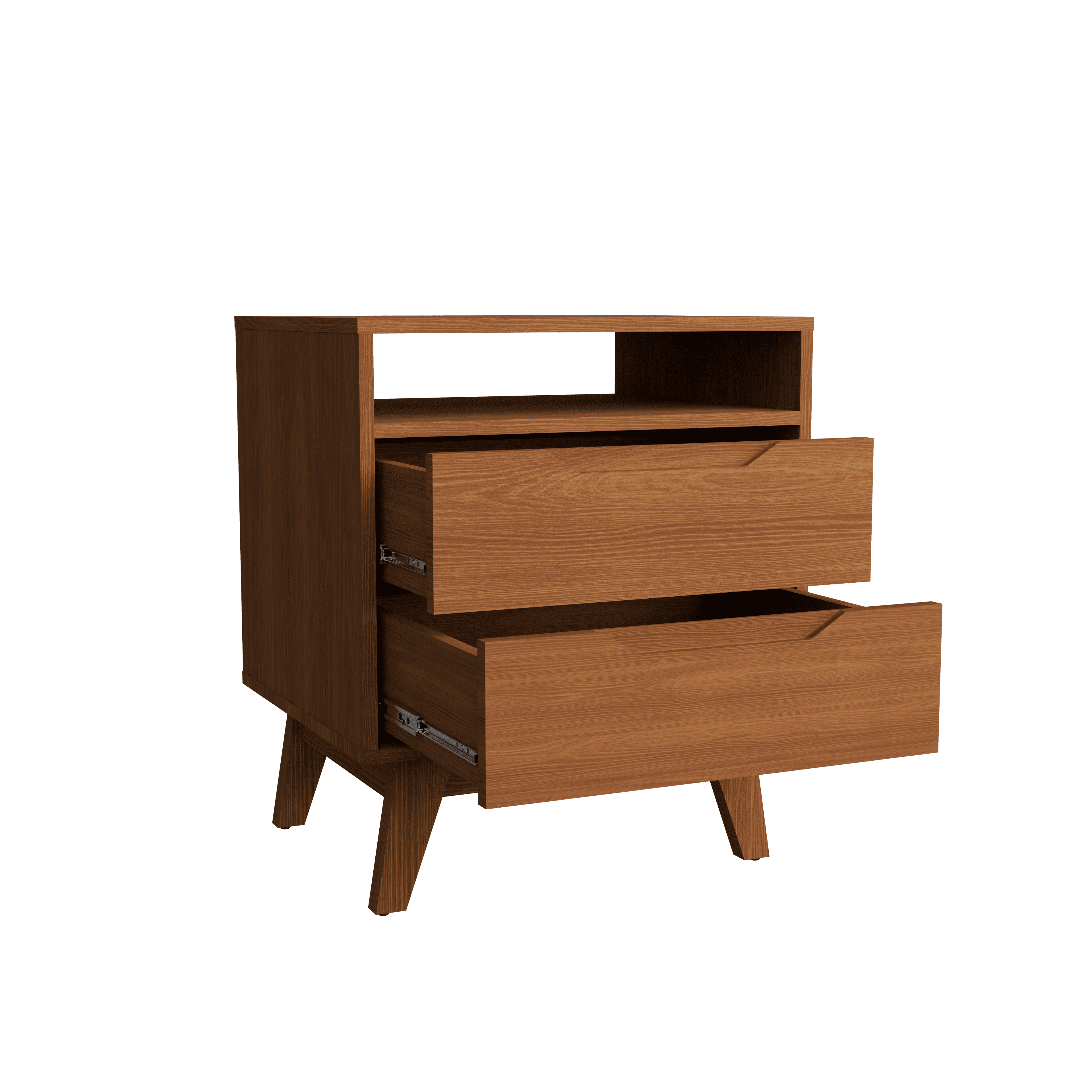 Kappesberg Paris 2-Drawer Nightstand with Open Shelf and Built-in Handles - Golden Oak - for Adults and Teens
