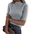 thumbnail image 2 of Women's Short Sleeve Sweater Vest Mock Turtle Neck Lightweight Pullover Tank Tops Casual Trendy Slim Fitted Blouse 2026 Light Gray S, 2 of 4
