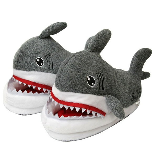 RWJDXD RWJDXD Pink shark furry slides ladies Creativity anime slip on floor slippers loves funny shark slippers winter home shoes women