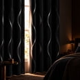 thumbnail image 6 of 100% Blackout Curtains Silver Waves Lines Grommet Thermal Insulated Curtains for Living Room Bedroom Patio Door,Black,W37 x L84 inch (4 Panels), 6 of 8
