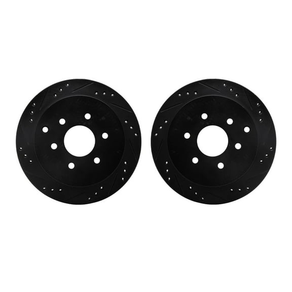 Dynamic Friction Company Rear Brake Rotors-Drilled and Slotted-Black 8002-67095