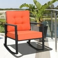 thumbnail image 4 of Pemberly Row Contemporary Rattan and Iron Patio Rocking Chair in Black, 4 of 9