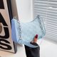 thumbnail image 3 of Bolso de cadena con cremallera para mujer para llevar con estilo debajo del brazo, talla única, bolso de hombro de felpa a cuadros azules, 3 of 8