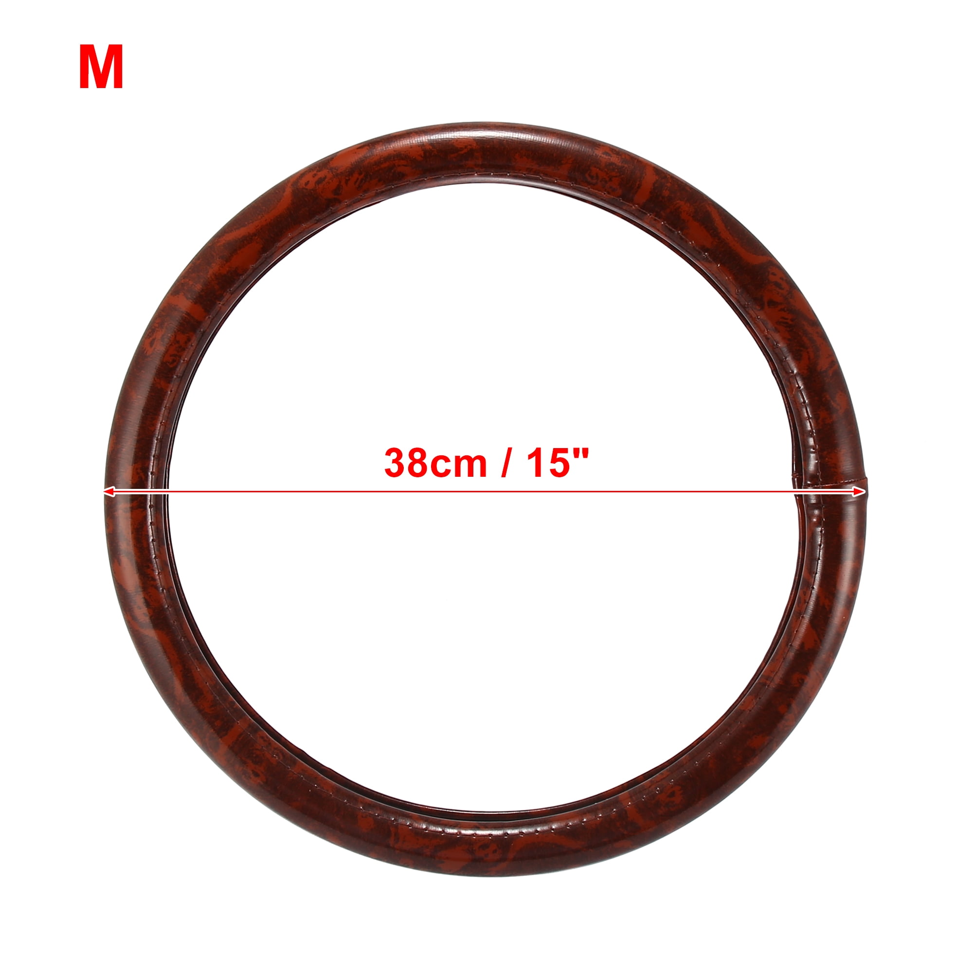 Unique Bargains 15" Universal Anti Slip Steering Wheel Grip Cover for Car Sedan SUV Breathable Wood Grain Brown