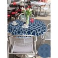 thumbnail image 5 of Outdoor Tablecloth with Umbrella Hole for Patio/Picnic/Party/Camping, Navy Blue Morocco Waterproof Table Cloth Round Cover Washable, Modern Abstract Classic Geometric (Dia 54"), 5 of 8