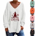 thumbnail image 4 of Womens V Neck Long Sleeve Tops Long Tops Wear with Leggings Casual Christmas Print High Low Hem Pullover Shirts(Orange,S), 4 of 4