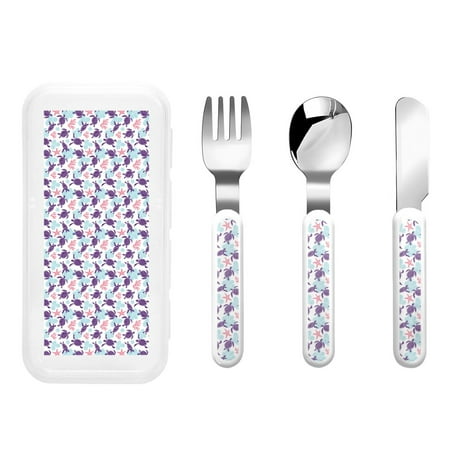 

Cauagu Ornamental Turtles Print 3-Pieces Toddler Cutlery Set Kids Silverware Set with Spoons Forks & Knife Stainless Steel Utensils for Kids Dishwasher Safe