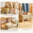 thumbnail image 6 of Foot Stool Rectangular Footrest Natural Seagrass Hand Weave Pouf Ottoman with Wooden Legs Multifunctional Modern Dressing Stool Sofa Side Table for Living Room Bedroom Blue, 6 of 14