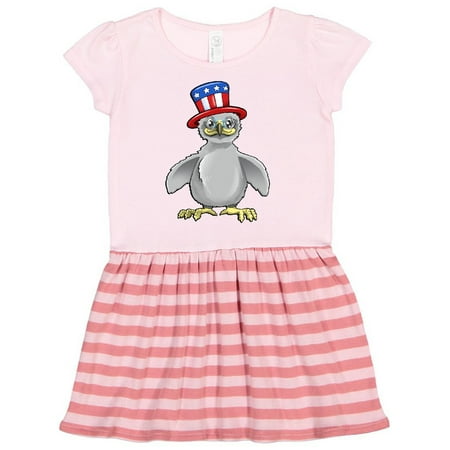 

Inktastic Cute baby bald eagle with American flag hat Gift Toddler Girl Dress