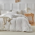 thumbnail image 3 of White Ruffle Duvet Cover Set Queen Size, Double Layer Ruffle Trim, Hidden Zipper & Corner Ties, Soft Washed Microfiber Bedding Set with 1 Duvet Cover and 2 Pillow Shams, 3 of 6