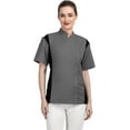 thumbnail image 2 of Short Sleeves Gray Color Zipper Chef Coat Jacket Uniform for women with Side Mesh ideal for Caterers and Culinary professional M Size, 2 of 4