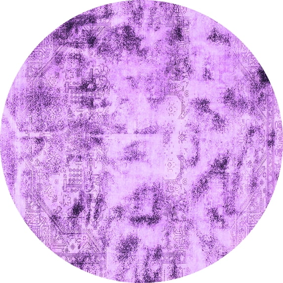 Ahgly Company Indoor Round Abstract Purple Modern Area Rugs, 4' Round