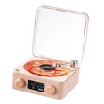thumbnail image 1 of Tocadiscos de vinilo,Altavoz tocadiscos de vinilo con luz RGB,Altavoz de volumen con altavoces estéreo integrados,Reproductor de discos de vinilo Reloj de escritorio con sonido, 1 of 8
