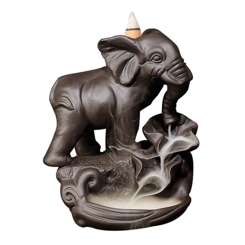 Details about   Ceramic Elephant Statues Backflow Incense Burner Cones Buddhist Censer Holder 
