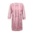 thumbnail image 3 of YDDIAN 2 Pieces Mother of The Bride Dresses for Wedding with Jacket Knee Length Lace Applique Wedding Guest Dresses for Women Pink 5XL, 3 of 6