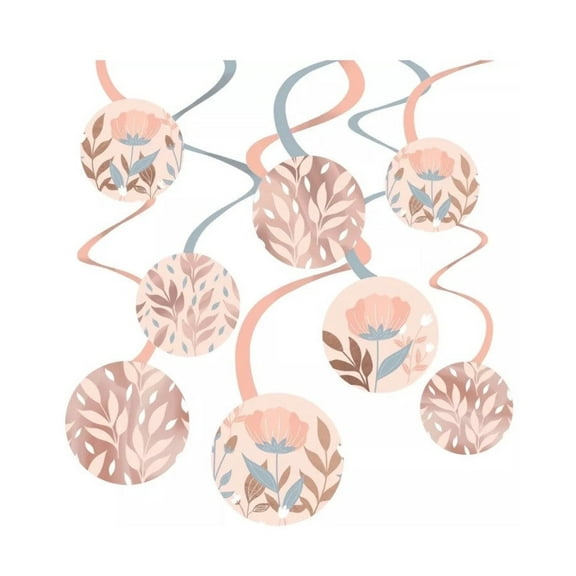 Rose Gold Floral Hanging Swirl 30 Per Pack Paper Tableware Supplies Decorations