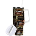 thumbnail image 2 of 40 oz Tumbler with Handle Lid and Straw Insulated Water Tumbler Stainless Steel Water Cup Mug Bottle Reusable Cup Holder Friendly Coffee Letter Print, 2 of 6