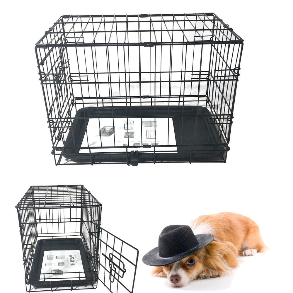 20" Pet Kennel Cat Dog Folding Steel Crate Animal Playpen Wire Metal