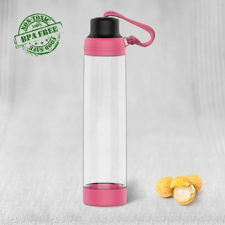 Safety Coated Bottles - SimpleHH BPA Free Sports Bottle with Safety Strap | 17oz | Pink