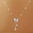 thumbnail image 5 of HongHeng Essentials Sterling Silver Gemstone Butterfly Pendant Necklace, 5 of 8