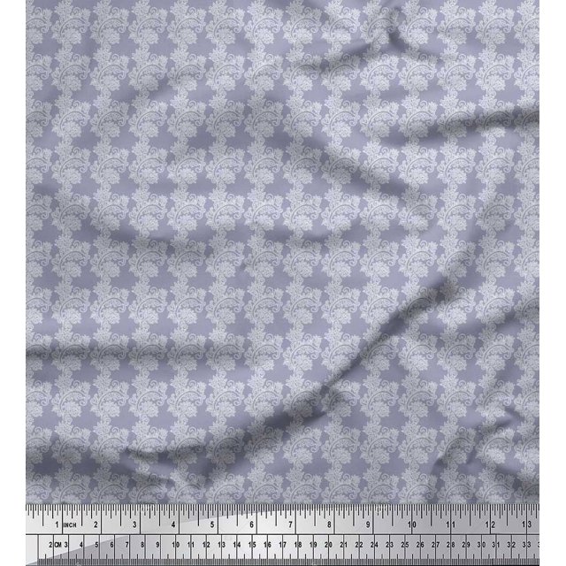 Soimoi Satin Silk Fabric Stencil Floral Print Fabric by Yard 42 Inch Wide
