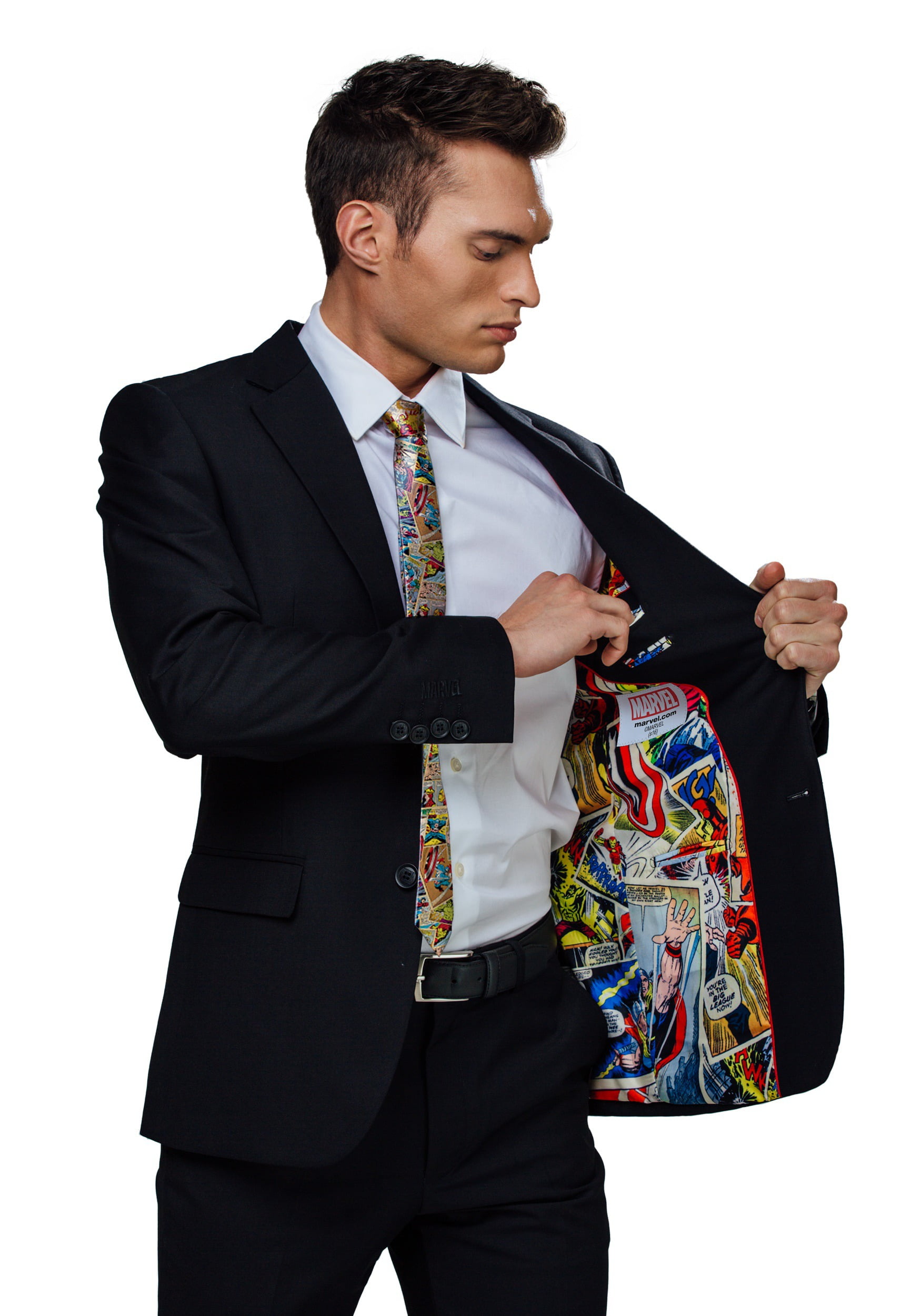 Marvel Comic Strip Slim Fit Suit Jacket 